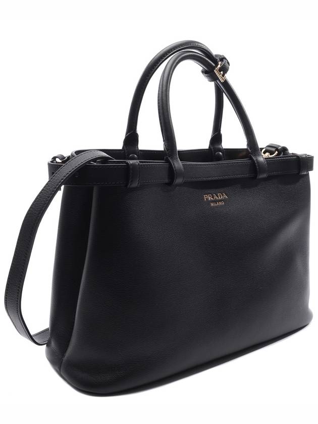 medium leather handbag with belt black 1BA4172CYSF0002VOOO - PRADA - BALAAN 4