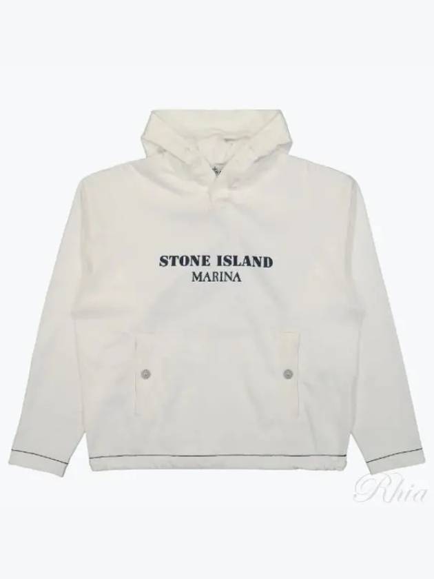 Old Treatment Oversized Fit Cotton Hoodie White - STONE ISLAND - BALAAN 2