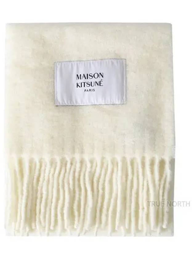 LW06206WA0022 P204 Logo Alpaca Scarf Muffler Cream 1060901 - MAISON KITSUNE - BALAAN 1