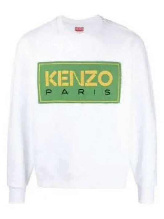 Paris Logo Patch Print Round Neck Cotton Sweatshirt White - KENZO - BALAAN 2
