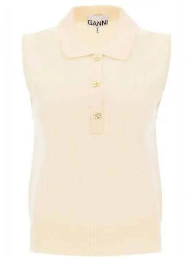 Cashmere Mix Sleeveless Vest Knit Top Ivory - GANNI - BALAAN 2