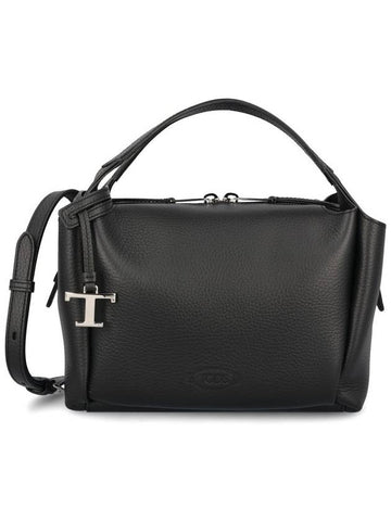 Logo Leather Mini Tote Bag Black - TOD'S - BALAAN 1