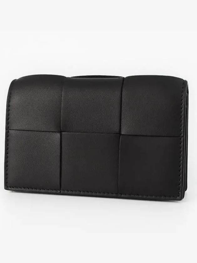 Women's Intrecciato Cassette Card Wallet Black - BOTTEGA VENETA - BALAAN 2