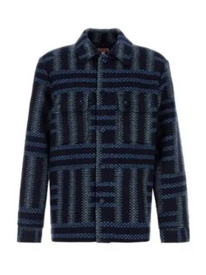 Weave Over Long Sleeve Shirt Blue - KENZO - BALAAN 2