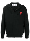 Double Heart Logo Hooded Zip Up Black P1T294 F 1 - COMME DES GARCONS - BALAAN 5