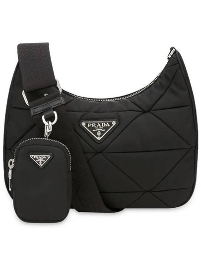 Triangle Logo Re-nylon Paddde Hobo Cross Bag Black - PRADA - BALAAN 2