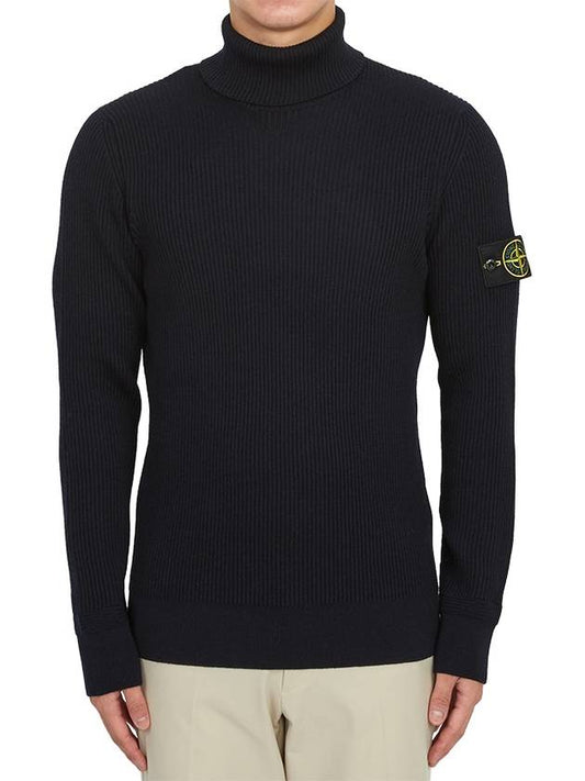 Men's Logo Patch Turtleneck Navy - STONE ISLAND - BALAAN 2