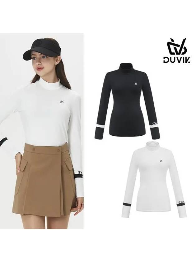 Women s half neck sleeve color combination long sleeved T shirt DE3WTS161WH - DUVIK - BALAAN 2