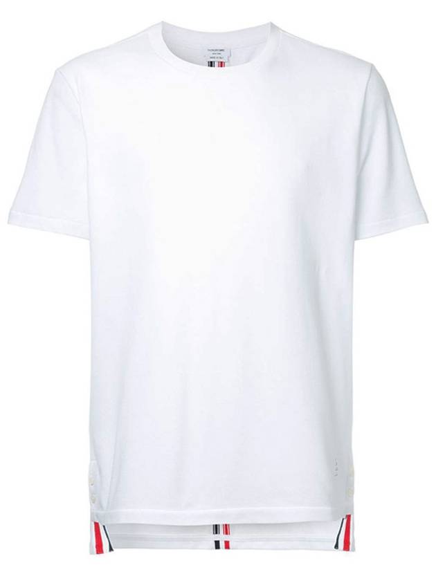 Men's Center Back Striped Short Sleeve T-Shirt White - THOM BROWNE - BALAAN 2