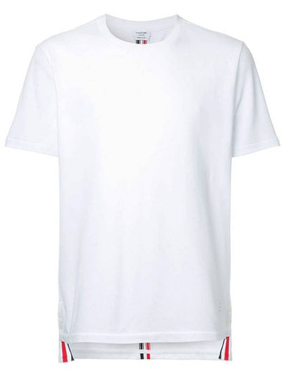 Men's Center Back Striped Short Sleeve T-Shirt White - THOM BROWNE - BALAAN 2