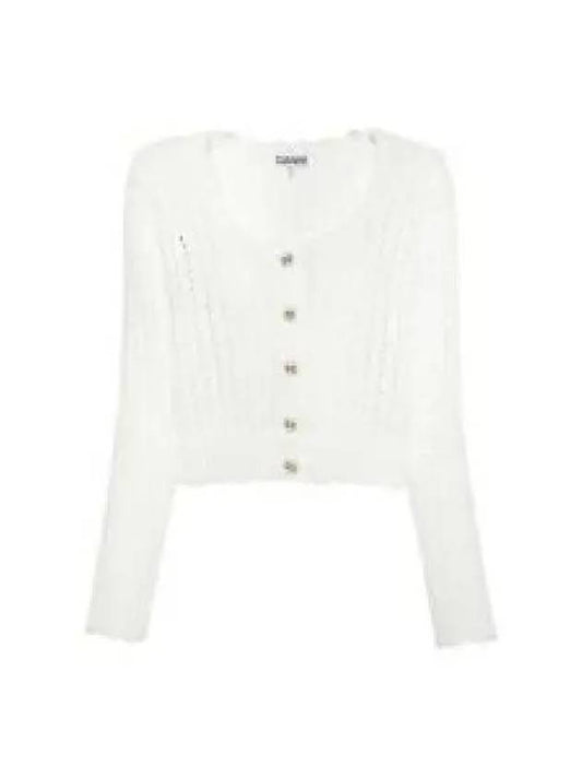 Button Knit Cardigan White - GANNI - BALAAN 2