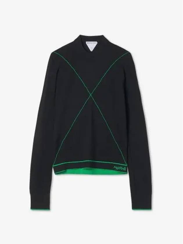 Green Stitch Knit Top Black - BOTTEGA VENETA - BALAAN 2