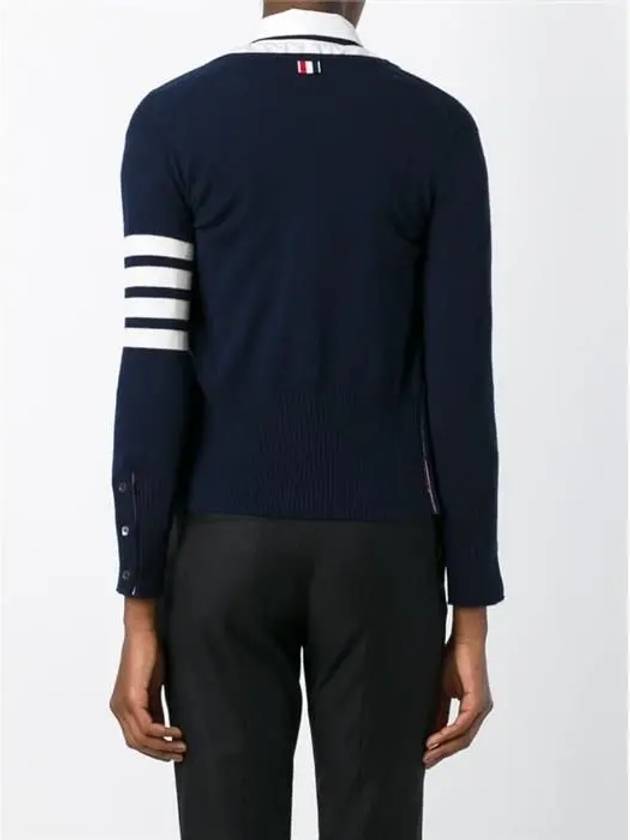 Cashmere Crew Neck Cardigan Navy - THOM BROWNE - BALAAN 4