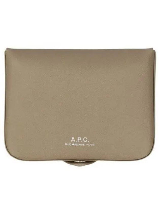 Josh Leather Coin Wallet Beige Grey - A.P.C. - BALAAN 2