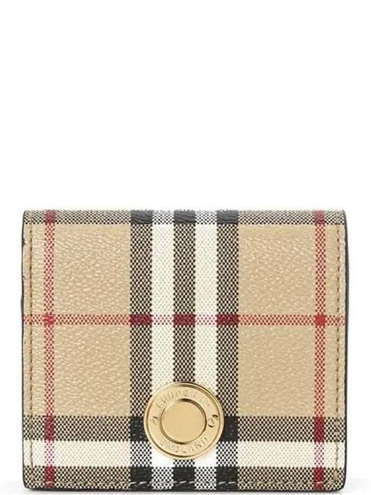 Check Small Leather Half Wallet Beige - BURBERRY - BALAAN 2