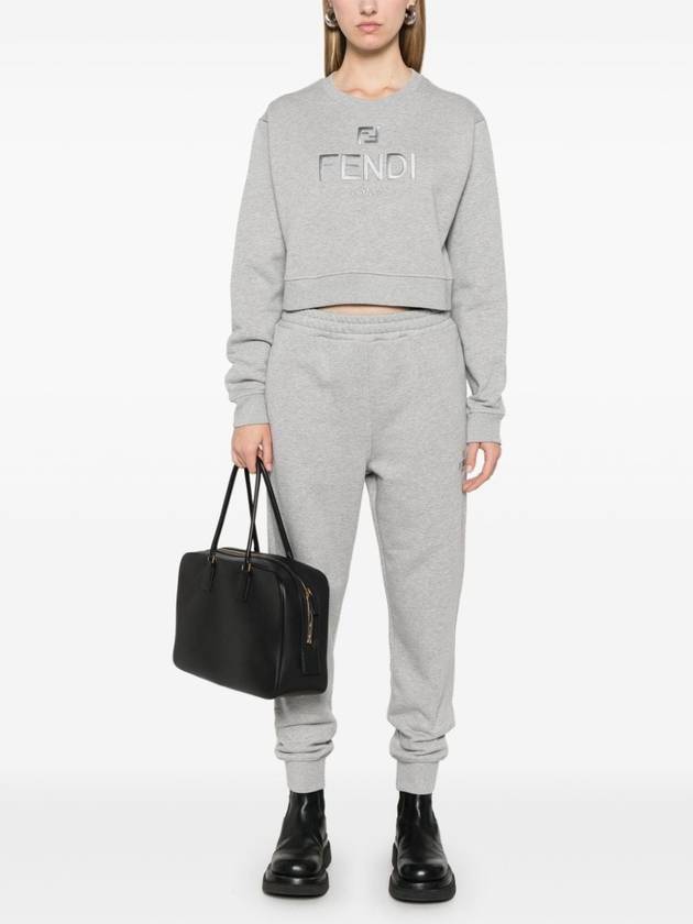 Crewneck Cropped Sweater Grey - FENDI - BALAAN 3