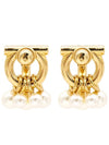 Women s Gancini Pearl Stud Earrings Gold - SALVATORE FERRAGAMO - BALAAN 5