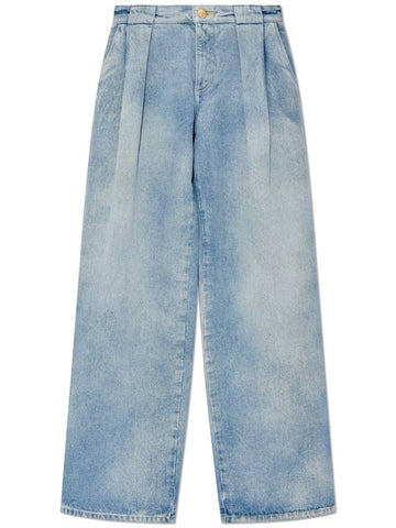 Balmain Wide Leg Jeans, Women's, Blue - BALMAIN - BALAAN 1