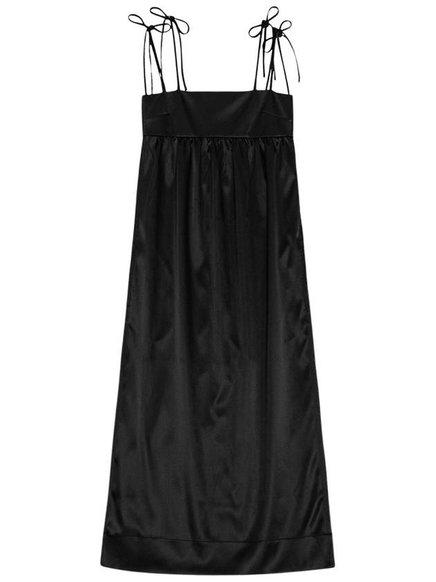 Double Satin String Long Dress Black - GANNI - BALAAN 2