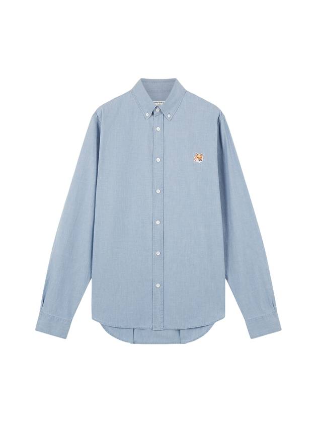 Button Down Classic Institutional Fox head Patch Long Sleeve Shirt Blue - MAISON KITSUNE - BALAAN 1