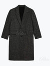 Chevron Pattern Wool Single-Breasted Structured Coat Grey Black - AMI - BALAAN 2