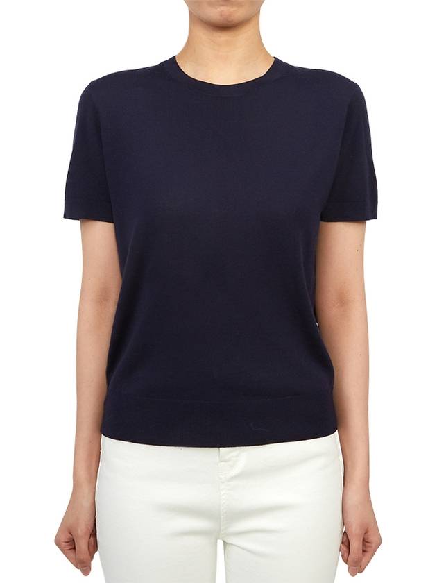 Women's Regal Wool Slim Crew Neck Short Sleeve T-Shirt Blue - THEORY - BALAAN 2