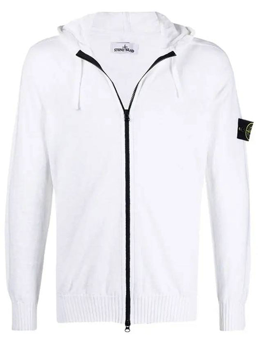 Wappen Patch Cotton Knit Zip Up Hoodie White - STONE ISLAND - BALAAN 1