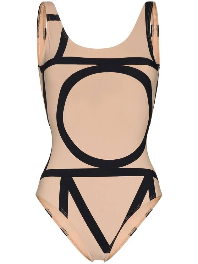 Monogram One-Piece Swimsuit Beige - TOTEME - BALAAN 2