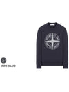 Garment Dyed Stitches Four Print Crewneck Sweatshirt Navy - STONE ISLAND - BALAAN 3