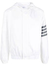 4 Bar Cotton Hooded Jacket White - THOM BROWNE - BALAAN 3