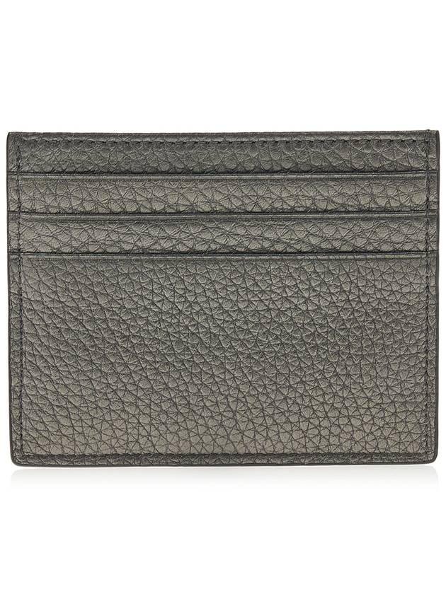 FF Baguette Logo Leather Card Wallet Grey - FENDI - BALAAN 4