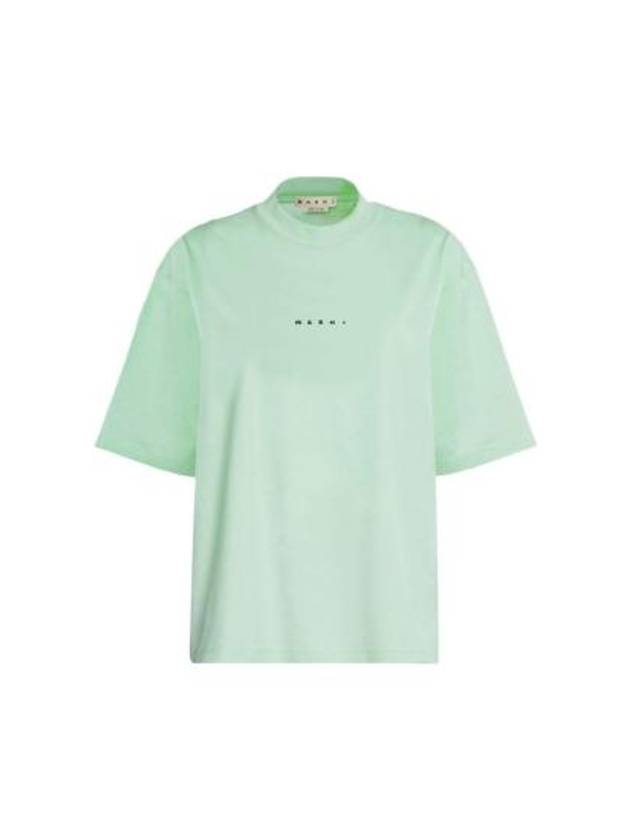 Logo Cotton Short Sleeve T-Shirt Spring Green - MARNI - BALAAN 2