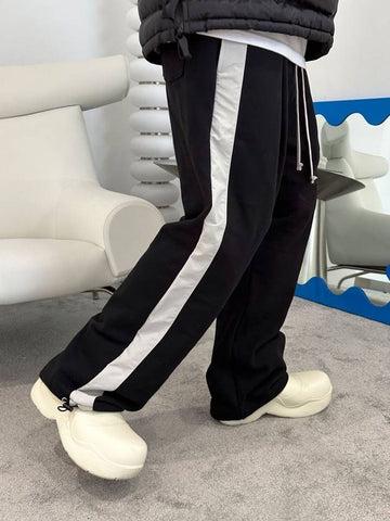 Side Line Wide Balloon Sweatpants Black Cream - CLACO - BALAAN 1