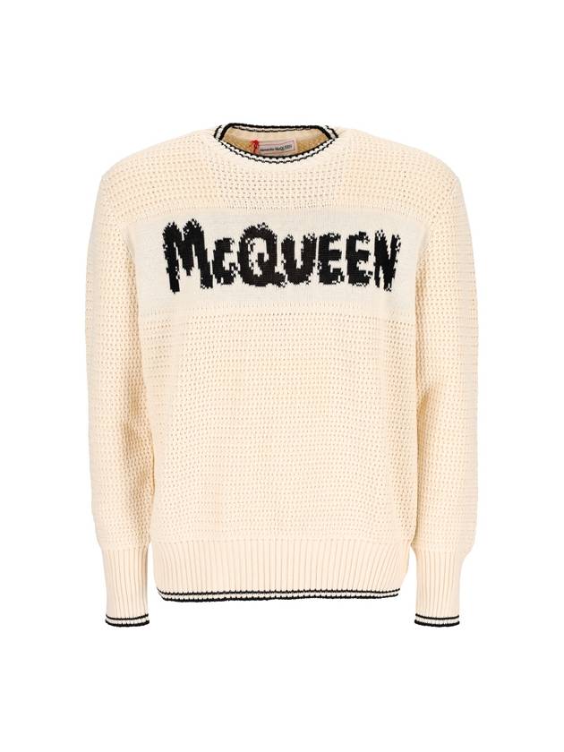 Graffiti Logo Knit Top Beige - ALEXANDER MCQUEEN - BALAAN 2