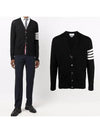 Men's Sustainable Classic Diagonal Wool Cardigan Black - THOM BROWNE - BALAAN 2