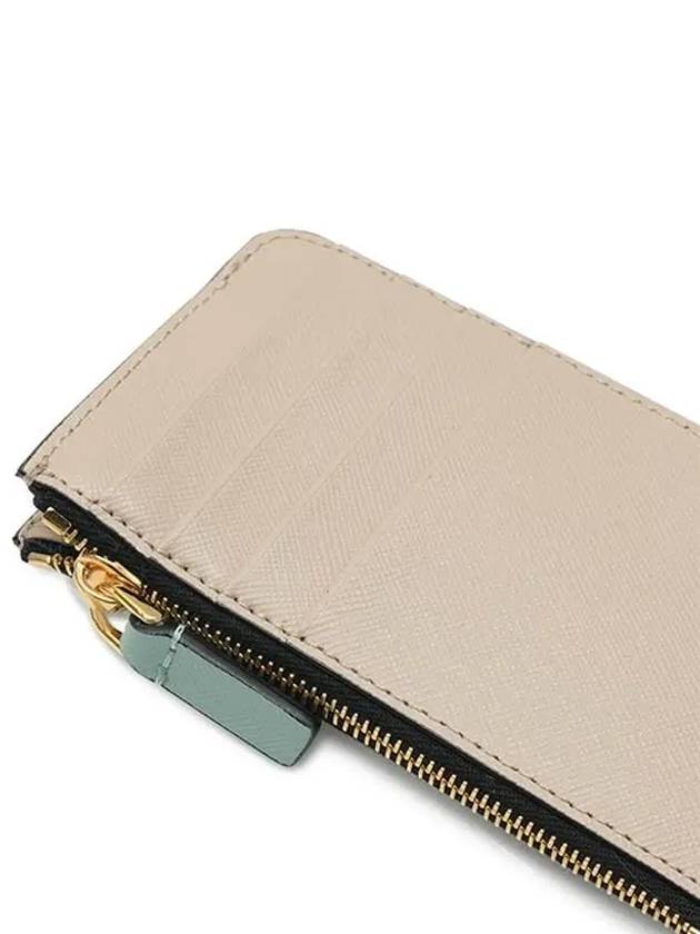 Saffiano Two-Tone Zipper Card Wallet Lime Stone Tea Green - MARNI - BALAAN 5