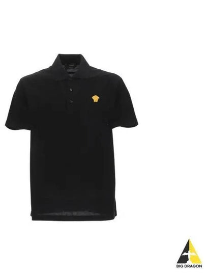 Embroidered Logo Polo Shirt Black - VERSACE - BALAAN 2