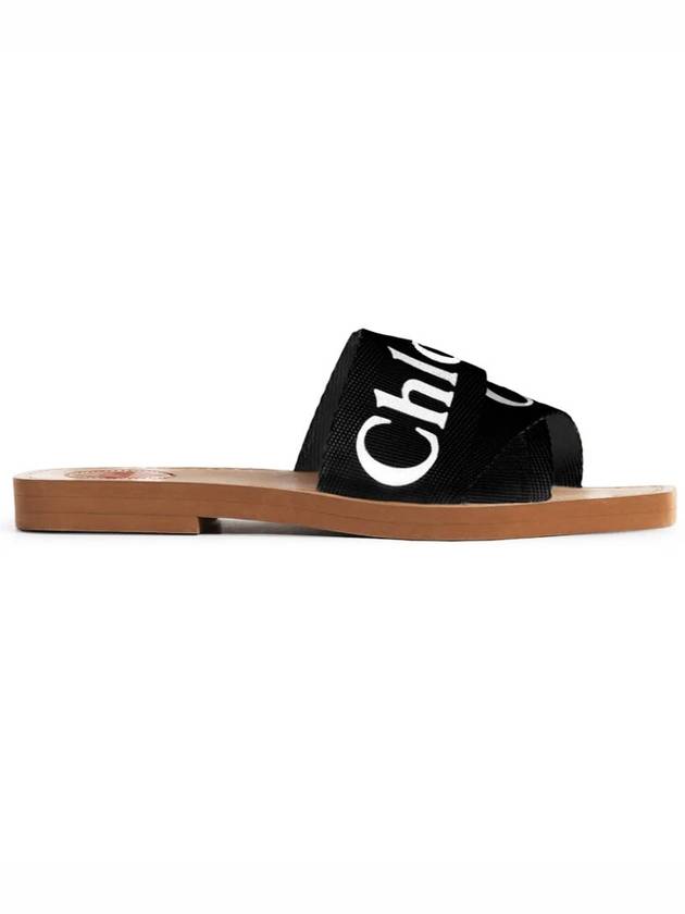 Woody Logo Canvas Strap Flat Mule Black - CHLOE - BALAAN 3