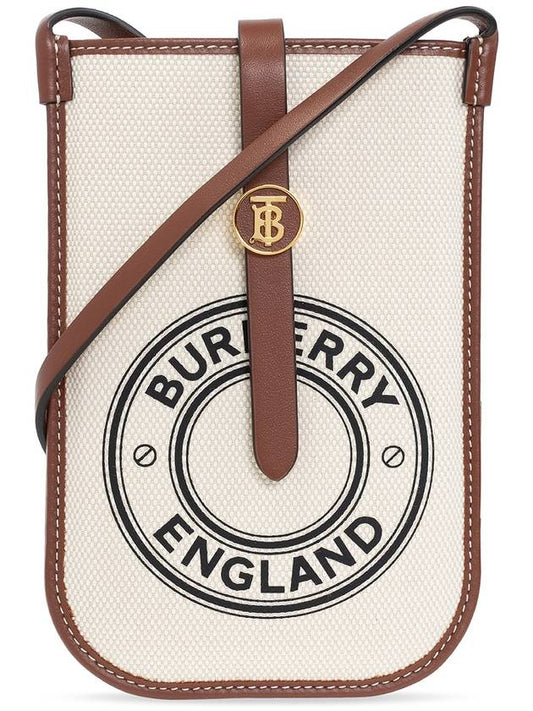 TB Logo Canvas Leather Phone Holder Mini Bag White - BURBERRY - BALAAN 1