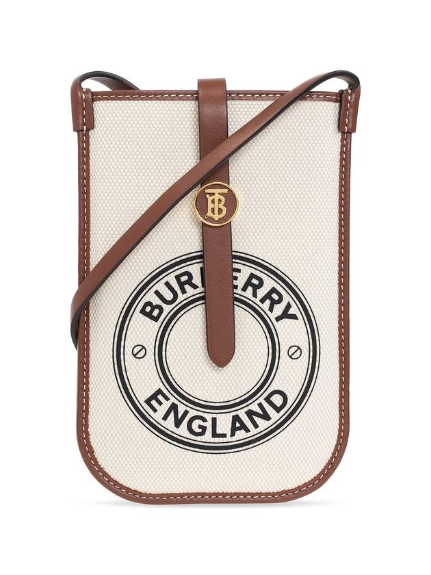 TB Logo Canvas Leather Phone Holder Mini Bag White - BURBERRY - BALAAN 1