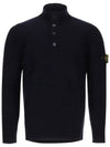 High Neck Half Button Lambswool Knit Top Navy - STONE ISLAND - BALAAN 3