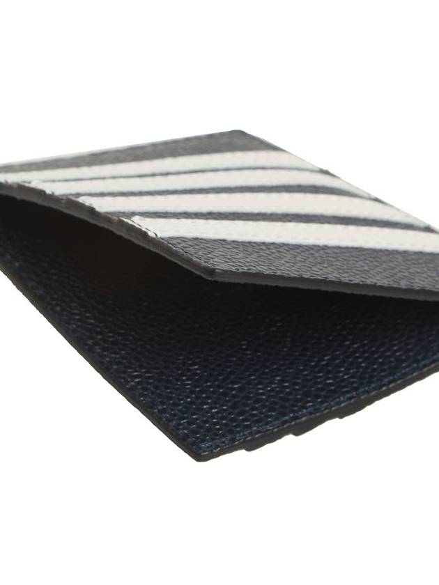 Pebble Calfskin 4-Bar Applique Note Card Wallet Navy - THOM BROWNE - BALAAN 10