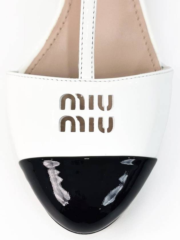 37 MiuMiu T Strap Patent Slingback Sandals Two Tone - MIU MIU - BALAAN 9