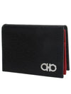 Salvatore Revival Gancini Bicolor Card Wallet Black - SALVATORE FERRAGAMO - BALAAN 3