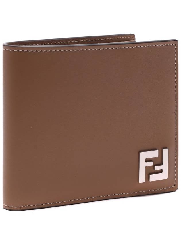 FF Square Leather Bi-Fold Half Wallet Beige - FENDI - BALAAN 4