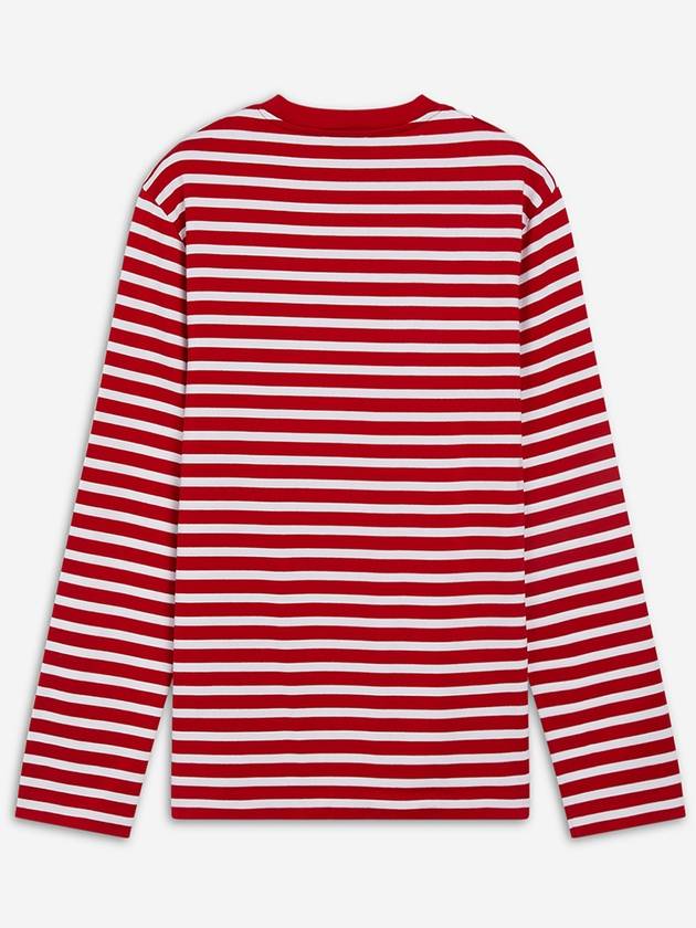 Fox Logo Stripe Long Sleeve T-Shirt Red - MAISON KITSUNE - BALAAN 3