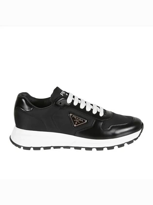 Prax 01 Re-Nylon Brushed Leather Low-Top Sneakers Black - PRADA - BALAAN 2