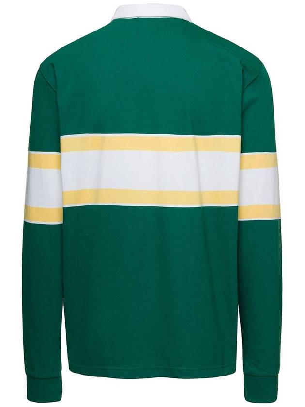 Green Long Sleeved Polo Shirt With Drole Print In Cotton Man - DROLE DE MONSIEUR - BALAAN 2