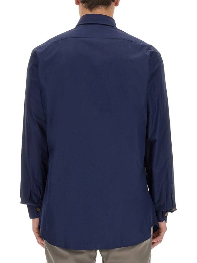 Men's Embroidered ORB Long Sleeve Shirt Navy - VIVIENNE WESTWOOD - BALAAN 3