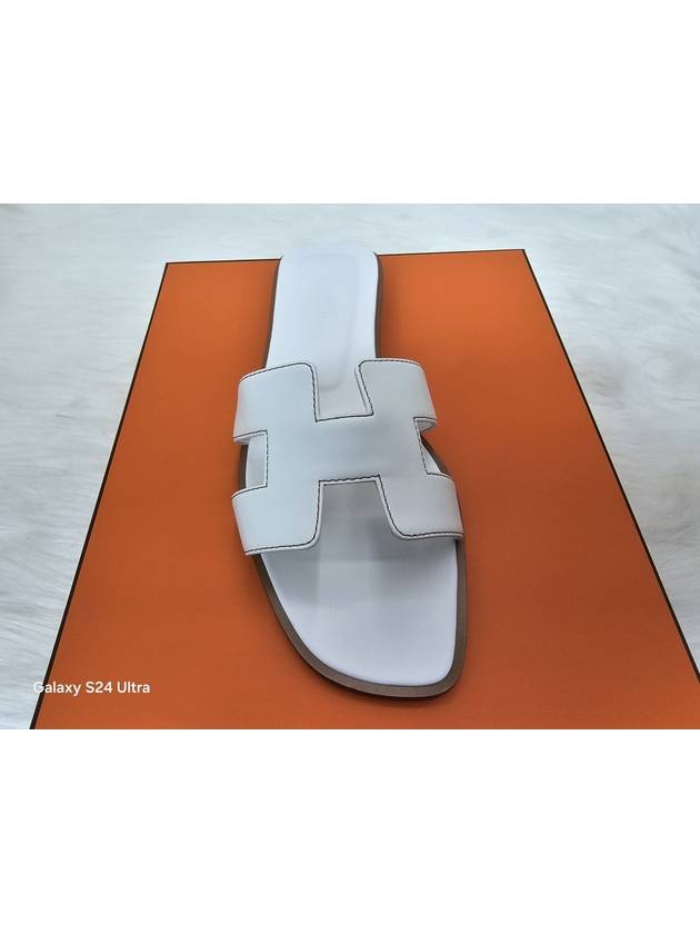 Oran Calfskin Slippers Blanc - HERMES - BALAAN 5